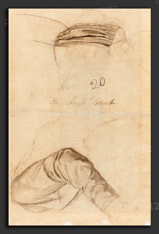 Ford Madox Brown (British, 1821 - 1893), Two Drapery Studies, c. 1844, black chalk on laid paper