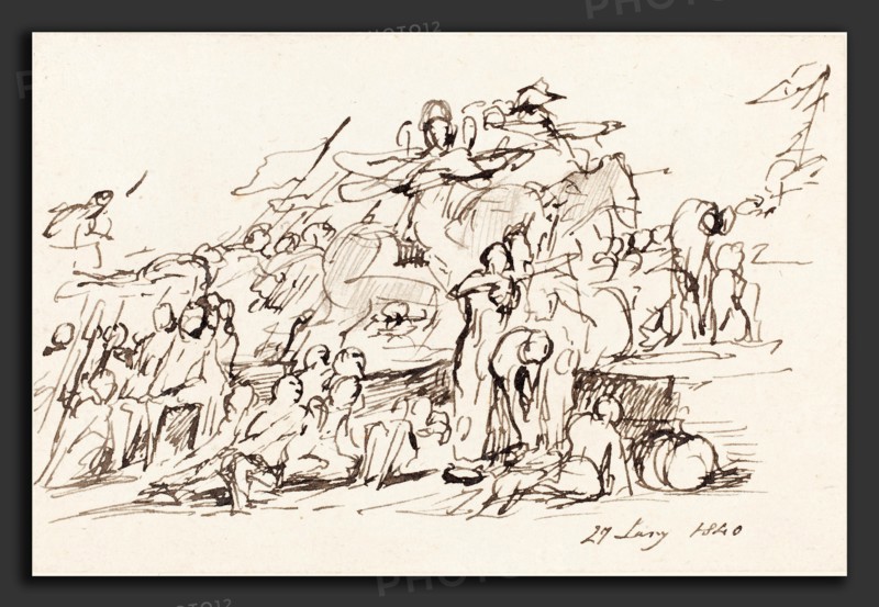 Sir David Wilkie (Scottish, 1785 - 1841), Battle Scene, 1840, pen and black ink on wove paper