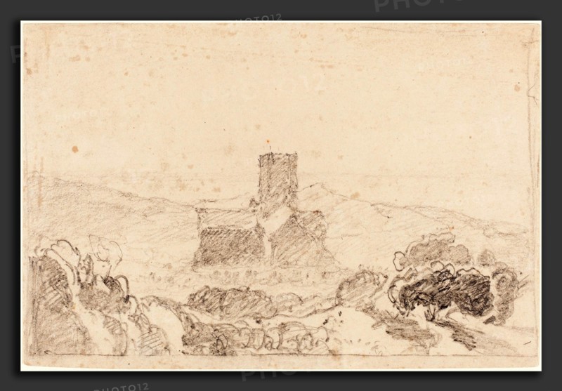 Follower of John Sell Cotman, Landscape with Church, first half 19th century, graphite on wove paper