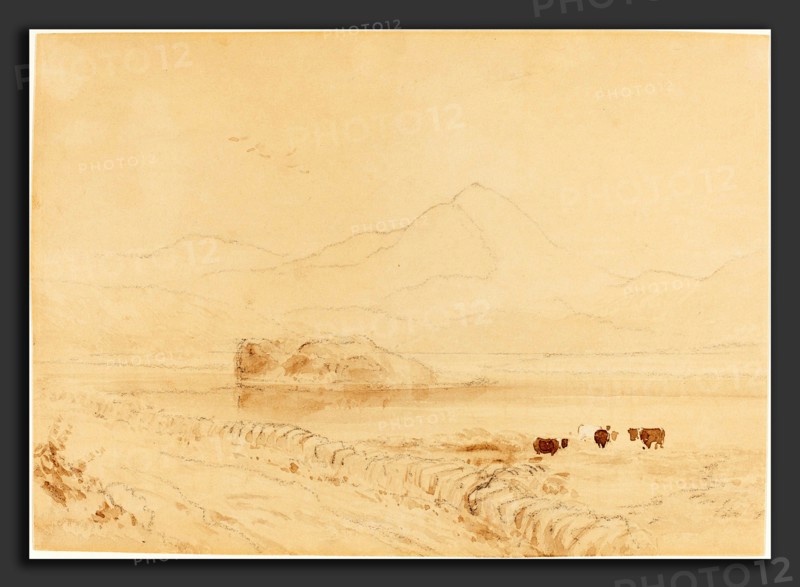David Cox (British, 1783 - 1859), Llanberis, black chalk with brown wash heightened with white on wove paper