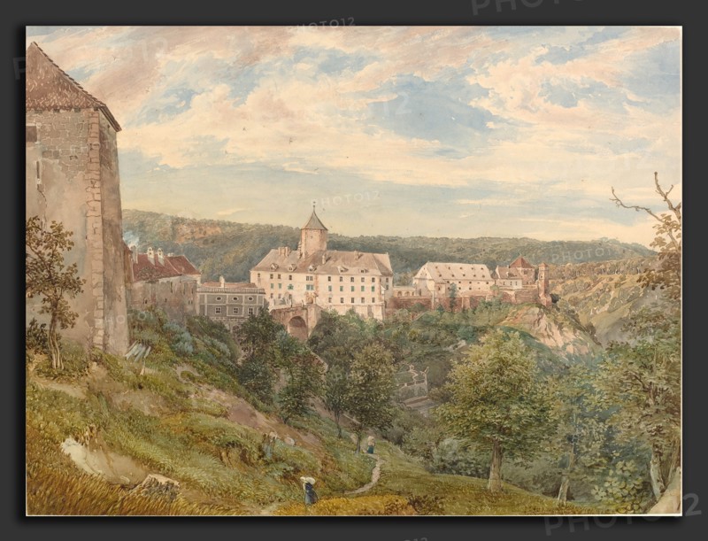 Josef HÃ¶ger (Austrian, 1801 - 1877), Eichhorn Castle at Evening, c. 1838, watercolor over graphite on wove paper