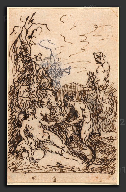 Martin Johann Schmidt (Austrian, 1718 - 1801), Satyrs and Nymphs, c. 1765, pen and brown ink with correction in lead white'