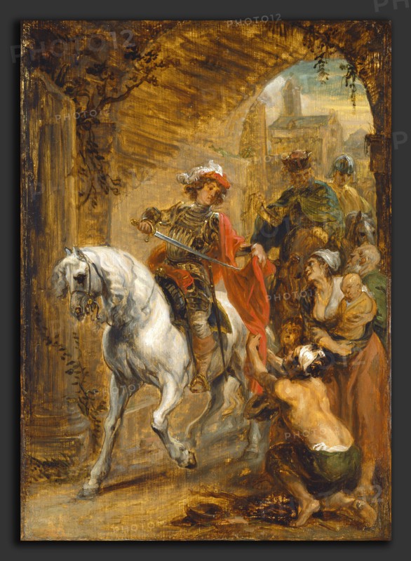Attributed to Jan Boeckhorst, Saint Martin Dividing His Cloak, Dutch, 1604 - 1668, c. 1640-1645, oil on panel