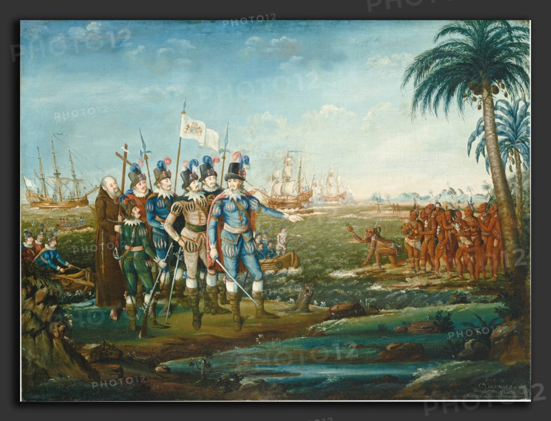 Frederick Kemmelmeyer, First Landing of Christopher Columbus, American, active 1788-1816, 1800-1805, oil on canvas