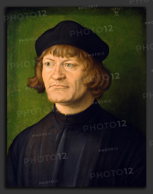 Albrecht DÃ¼rer, Portrait of a Clergyman (Johann Dorsch?), German, 1471 - 1528, 1516, oil on parchment on fabric