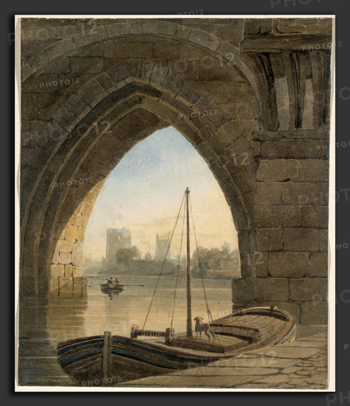 John Varley, Looking under the Bridge, British, 1778 - 1842, watercolor over graphite on wove paper
