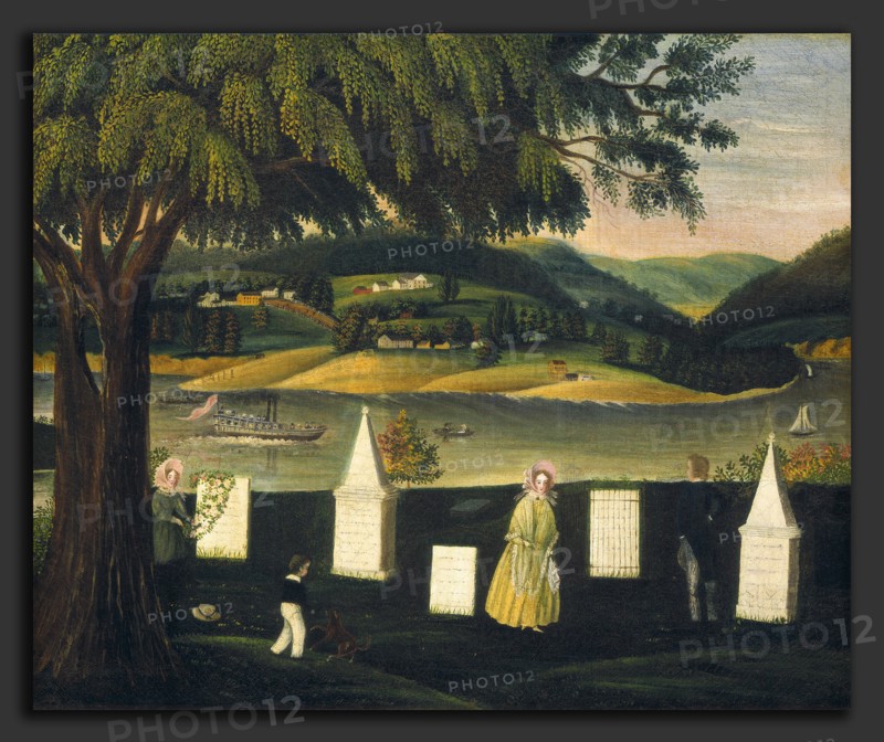 American 19th Century, Family Burying Ground, c. 1840, oil on canvas