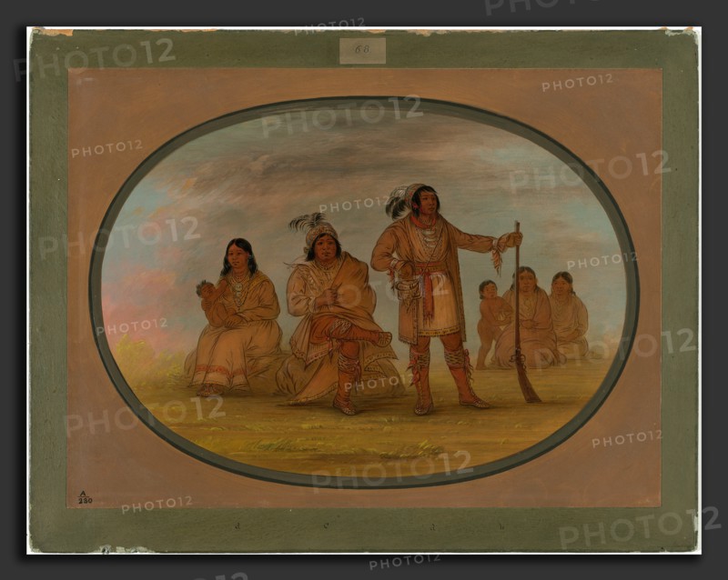 George Catlin, Osceola and Four Seminolee Indians, American, 1796 - 1872, 1861-1869, oil on card mounted on paperboard