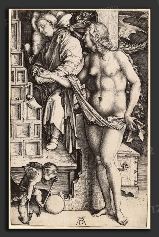Albrecht DÃ¼rer (German, 1471 - 1528), The Dream of the Doctor (Temptation of the Idler), 1498-1499, engraving