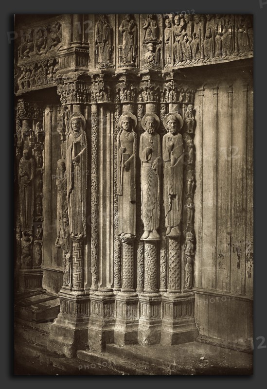 Charles NÃ¨gre, Chartres Cathedral. Right Door of the Royal Portal, West Side, XII Century, French, 1820 - 1880, before July 1857, photogravure