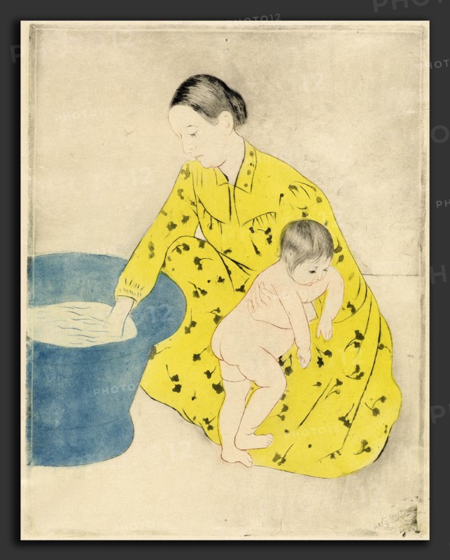 Mary Cassatt (American, 1844 - 1926), The Bath, 1890-1891, color drypoint, aquatint and soft-ground etching on Japanese vellum