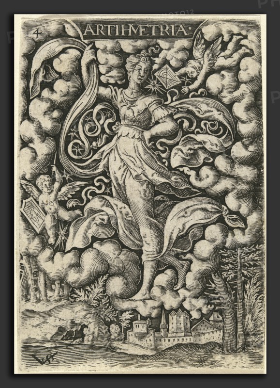 Virgil Solis (German, 1514 - 1562), Artihmetria (Arithmetic), engraving