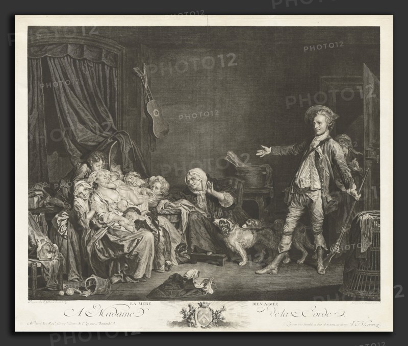 Jean Massard, after Jean-Baptiste Greuze, La mére bienaimée (The Well-Loved Mother), French, 1740 - 1822, 1775, engraving with etching on laid paper