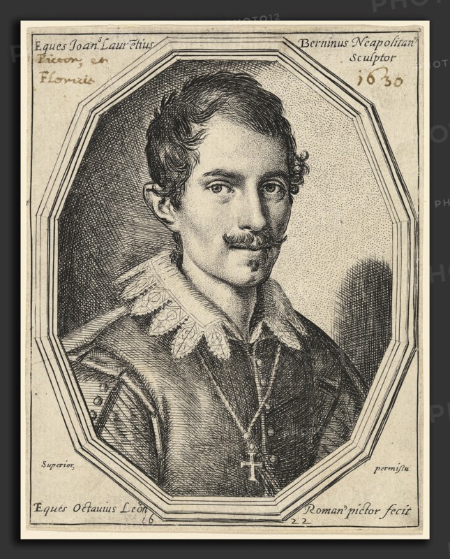 Ottavio Leoni (Italian, c. 1578 - 1630), Gian Lorenzo Bernini, 1622, engraving