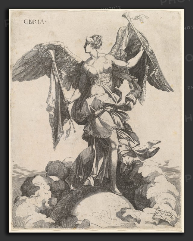 Domenico del Barbiere after Rosso Fiorentino, Gloria, Italian, c. 1506 - probably 1565-1575, 1540-1545, engraving on laid paper