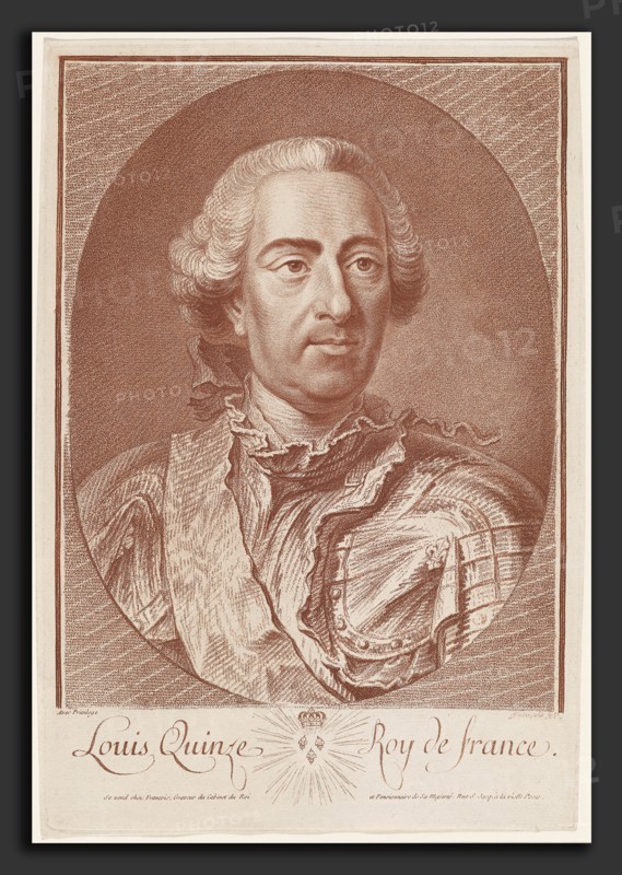 Jean-Charles FranÃ§ois, Louis Quinze, Roy de France (Louis XV), French, 1717 - 1769, 1767, chalk-manner, stipple, and soft-ground etching printed in red ink