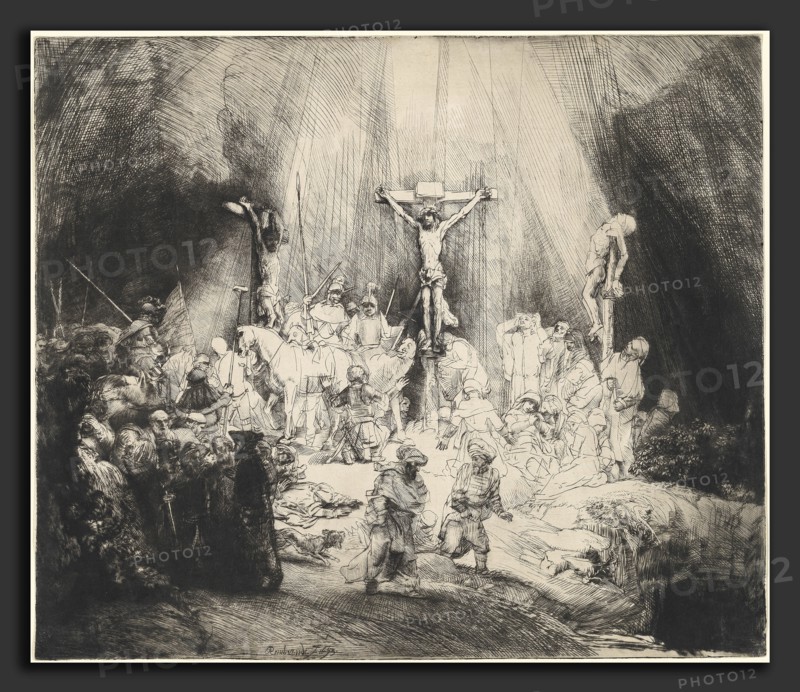 Rembrandt van Rijn (Dutch, 1606 - 1669), Christ Crucified between the Two Thieves (The Three Crosses), 1653, drypoint and burin