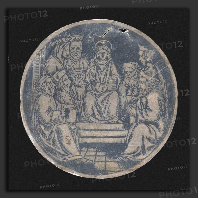 Italian 15th Century, Christ Disputing with the Doctors, niello plate