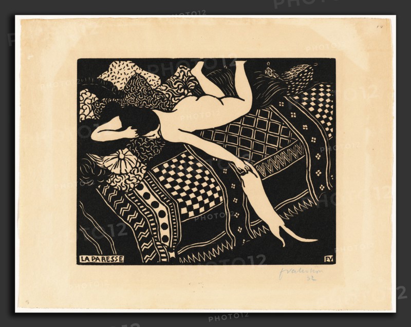 Félix Vallotton, La paresse (Laziness), Swiss, 1865 - 1925, 1896, woodcut on cream wove paper