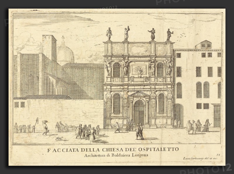 (Italian, 1663 - 1729), Facciata della Chiesa del'Ospitaletto (plate 33), published 1703, 1 vol: ill: 97 etchings by Carlevariis
