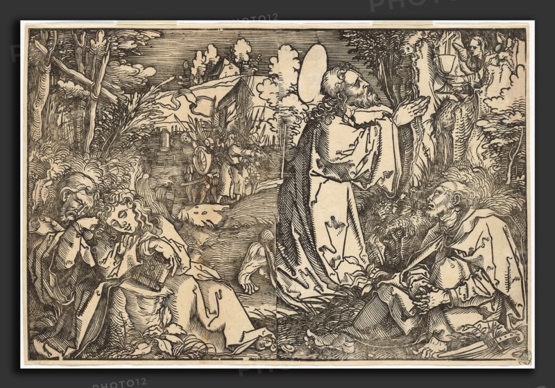 Hans Weiditz, II (German, 1500 or before - c. 1536), Christ on the Mount of Olives, c. 1522, woodcut from 2 blocks on laid paper