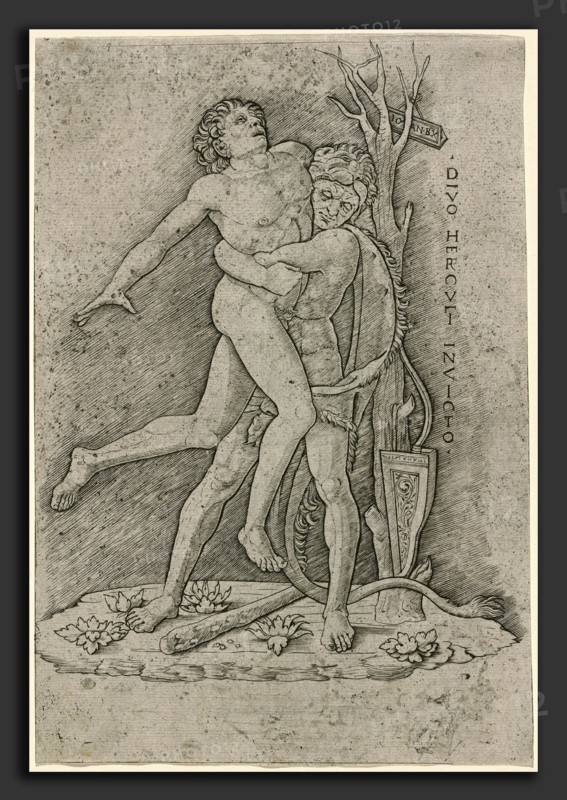 Giovanni Antonio da Brescia (Italian, active c. 1490 - 1525 or after), Hercules and Antaeus, c. 1490-1500, engraving