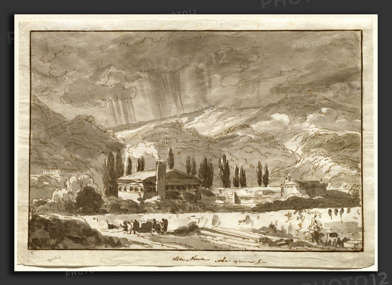 Attributed to Johann Wolfgang von Goethe (German, 1749 - 1832), A Storm over the Mountains near Nocera, c. 1787, pen and brown ink with gray wash over graphite on laid paper