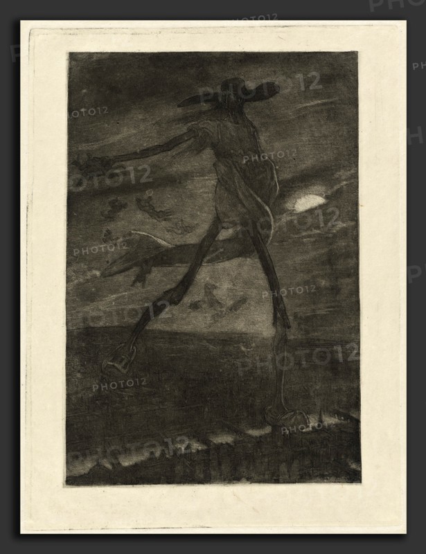 Félicien Rops, Satan Sowing Tare (Satan semant l'ivraie), Belgian, 1833 - 1898, aquatint and etching