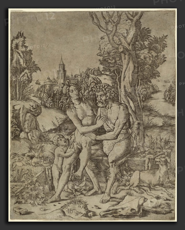 Giovanni Battista Palumba, Faun Family, Italian, active first quarter 16th century, c. 1507, engraving