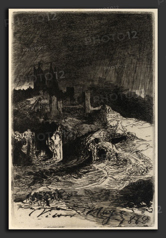 Victor Hugo, L'Eclair (Lightning), French, 1802 - 1885, 1868, etching in black on laid paper (facing _L'Eclair_ by Paul Meurice)
