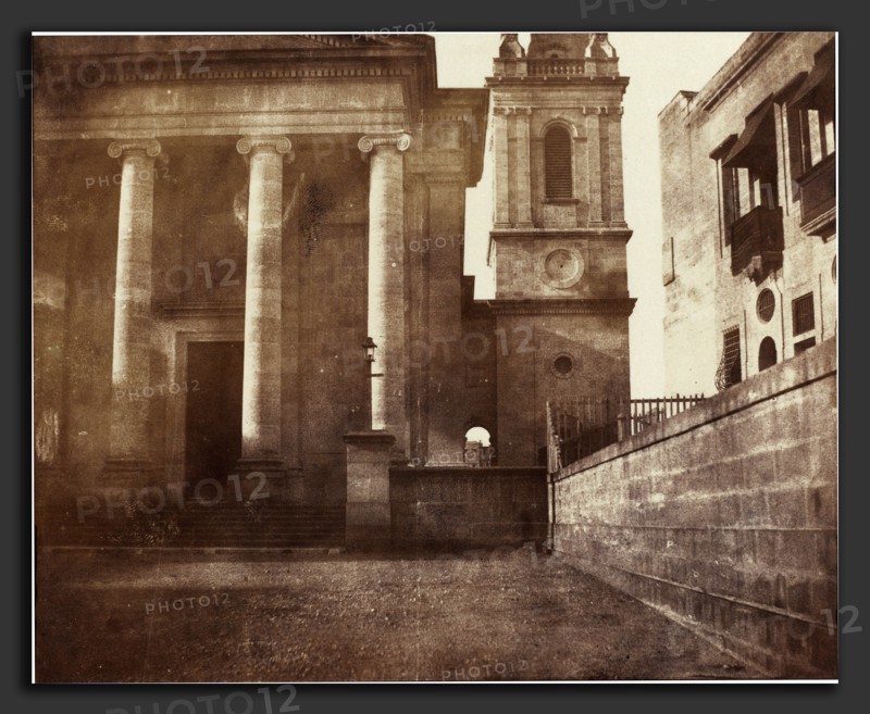 Reverend Calvert Richard Jones, St. Paul's Cathedral, Valetta, Malta, with Bell Tower, Welsh, 1802 - 1877, 1846, salted paper print from salted paper negative
