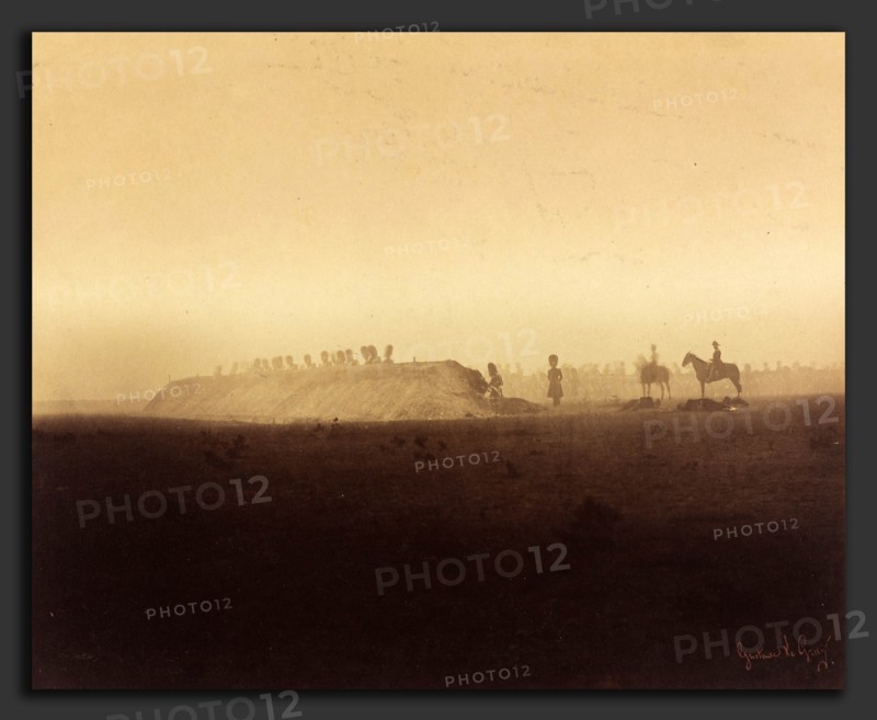 Gustave Le Gray, Cavalry Maneuvers, Camp de ChÃ¢lons, French, 1820 - 1884, 1857, albumen print from collodion glass negative