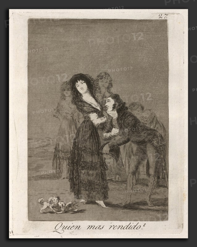 Francisco de Goya, Quien mas rendido?  (Which of Them Is the More Overcome?), Spanish, 1746 - 1828, published 1799, etching, aquatint, and drypoint