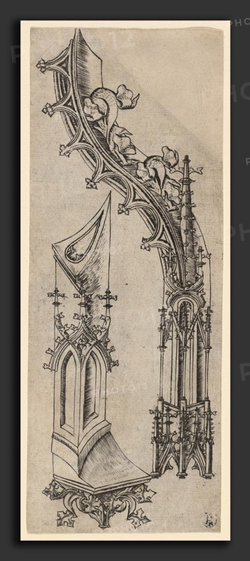 German 15th Century, Gothic Letter "D", c. 1480-1500, engraving