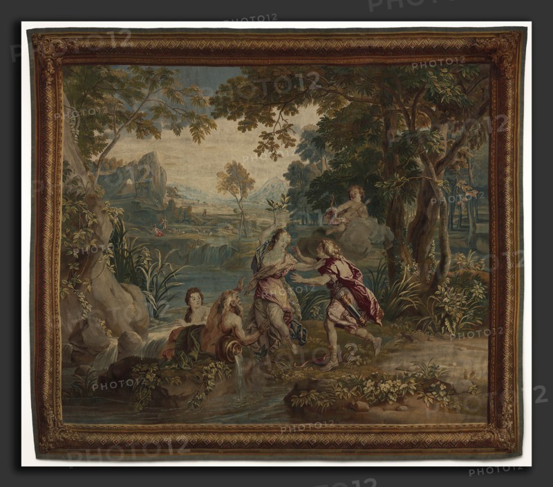 design by Charles de La Fosse; cartoon by Zeger Jacob van Helmont (figures) and Augustin Coppens (landscape); woven in Brussels in the workshop of Urbanus Leyniers, DaniÃ«l Leyniers II, and Hendrik Reydams II (French, 1636 - 1716), Apollo and Daphne, 1713-1721, tapestry: undyed wool warp, dyed wool and silk weft