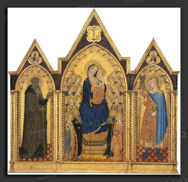 Puccio di Simone and Allegretto Nuzi, Madonna Enthroned with Saints [left panel], Italian, active mid 14th century, c. 1354, tempera on panel