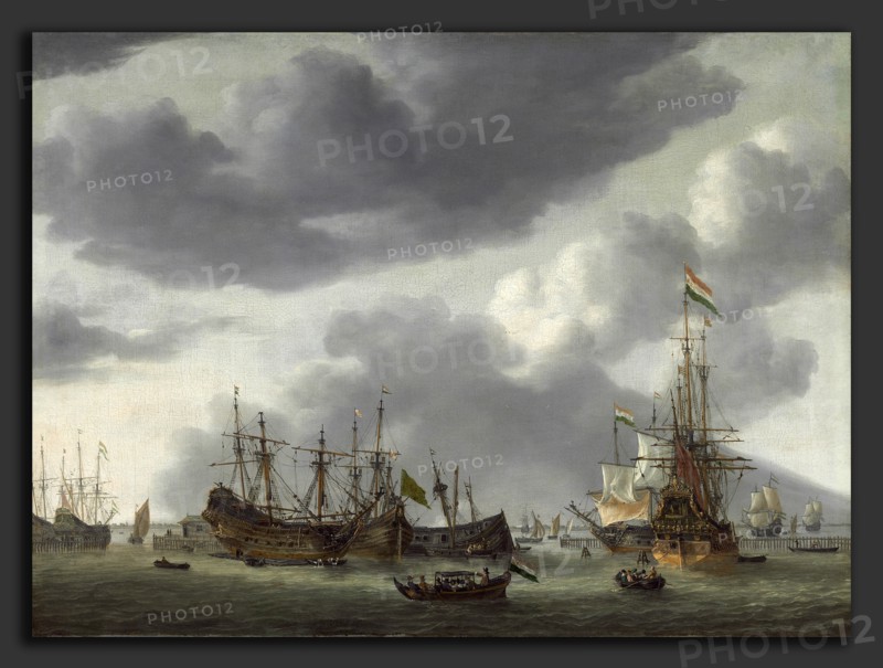 Reinier Nooms, called Zeeman (Dutch, 1624 - 1664), Amsterdam Harbor Scene, c. 1658, oil on canvas