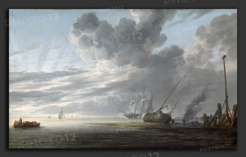 Simon de Vlieger (Dutch, 1600-1601 - 1653), Estuary at Dawn, c. 1640-1645, oil on panel