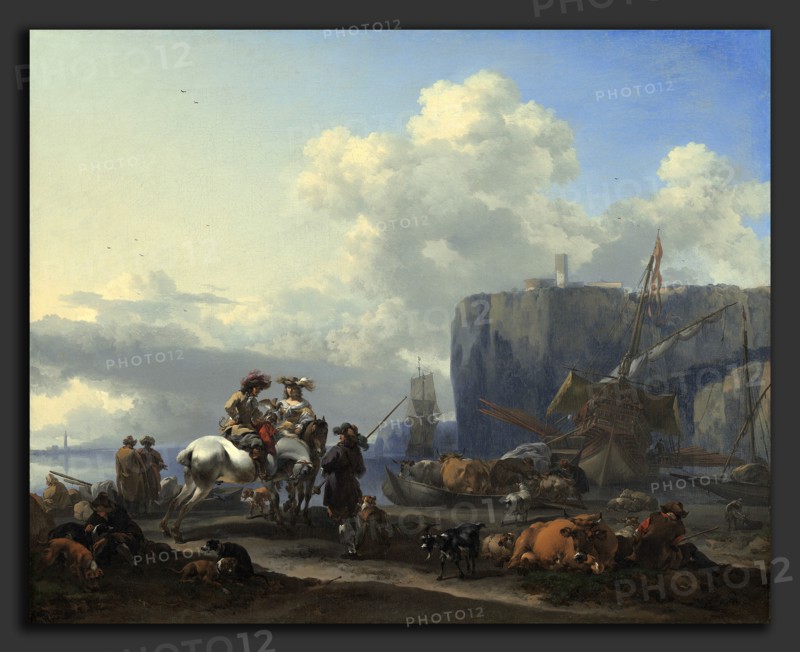Nicolaes Pietersz Berchem (Dutch, 1620 - 1683), View of an Italian Port, early 1660s, oil on canvas