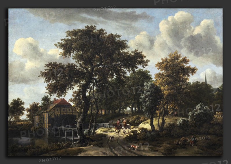 Meindert Hobbema (Dutch, 1638 - 1709), The Travelers, oil on canvas