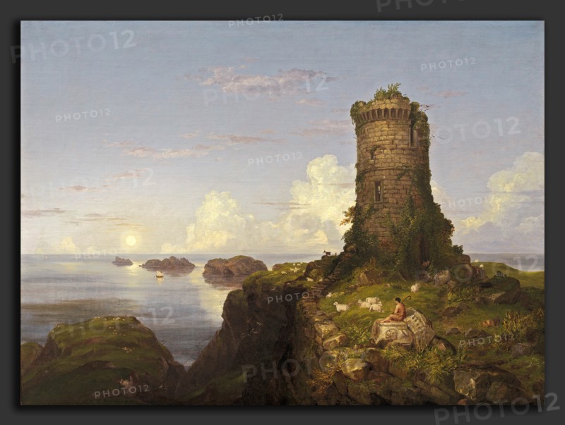 Thomas Cole, Italian Coast Scene with Ruined Tower, American, 1801 - 1848, 1838, oil on canvas