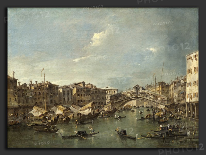 Francesco Guardi (Italian, 1712 - 1793), Grand Canal with the Rialto Bridge, Venice, probably c. 1780, oil on canvas