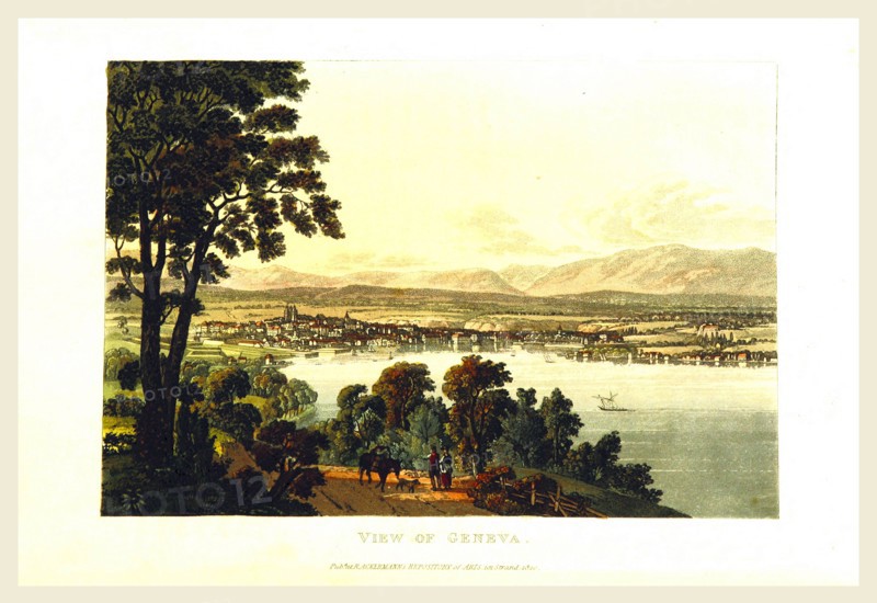 Picturesque Tour from Geneva to Milan, by way of the Simplon: View of Geneva engraved from designs by J. and J. or rather, G. and G. Lory