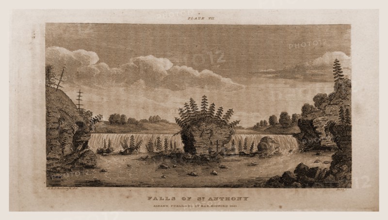 Falls of ST. Anthony, 1821, Narrative Journal of Travels, through the North Western regions of the United States, extending from Detroit through the great chain of American Lakes, to the sources of the Mississippi Rivers, US, America