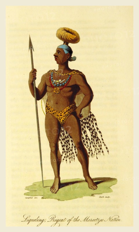 Liqueling, Marotzee Nation, Travels in South Africa, 19th century engraving