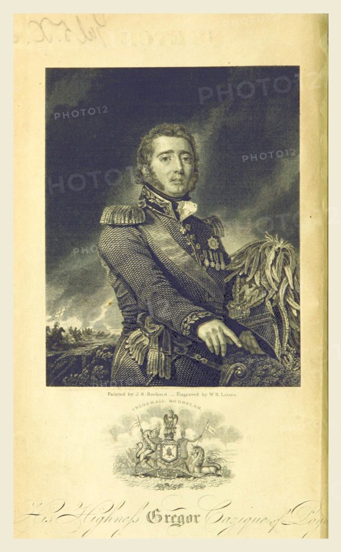 Gregor Cazique, 19th century engraving by W.H. Lizars