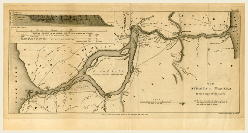 Map of the Straits of Niagara, 1822-23, 19th century engraving