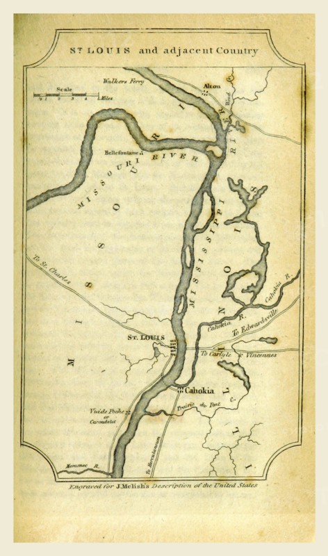 St. Louis, A Geographical Description of the United States with the contiguous British and Spanish Possessions, intended as an accompaniment to Melish's map of these countries, 19th century engraving, US, America