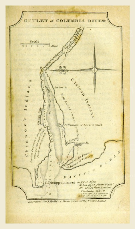 Columbia river map, A Geographical Description of the United States with the contiguous British and Spanish Possessions, intended as an accompaniment to Melish's map of these countries, 19th century engraving, US