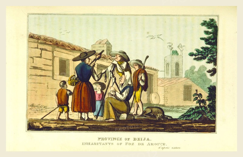Beija, inhabitants of Foz de Arouce, Sketches of Portuguese life, manners, costume and character, 19th century engraving, Portugal